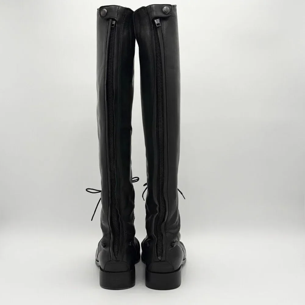 Tall Black Lace-Up Riding Boots - Women